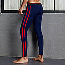 Чоловічі кальсони термобілизна Seobean темно-сині з червоними смужками, фото 2