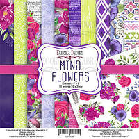 Набор скрапбумаги "Mind Flowers" - набор двусторонней бумаги 20 см х 20 см.