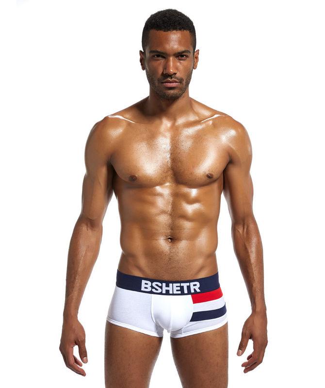 Боксери для чоловіків Bshetr білі з синім поясом, фото 1
