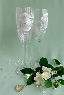 Весільні Келихи з оригінальною розписом ручної "Срібний тюльпан"