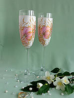 Свадебные Бокалы с оригинальной ручной росписью "Розовый тюльпан"