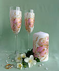 Весільні Келихи з оригінальною ручним розписом "Рожевий тюльпан", фото 4