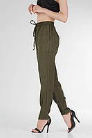 Літні штани жіночі штани на гумці висока посадка Штани літні банани на манжетах VS 1117