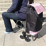 Сумка на коліщатках зі стільцем — дорожня сумка-візок Синя, фото 7