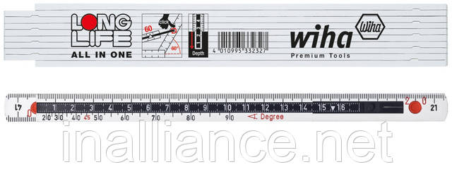 Складаний метр Longlife All in One 2 метри 10 метричних ланок Виха Wiha 33232