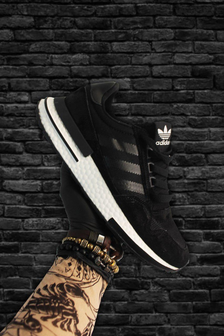 Чоловічі кросівки Adidas ZX 500 RM Black White, чоловічі кросівки адідас х 500, фото 1