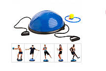 Гімнастична півсфера BOSU для фітнесу балансувальна подушка 58 см блакитна, фото 4