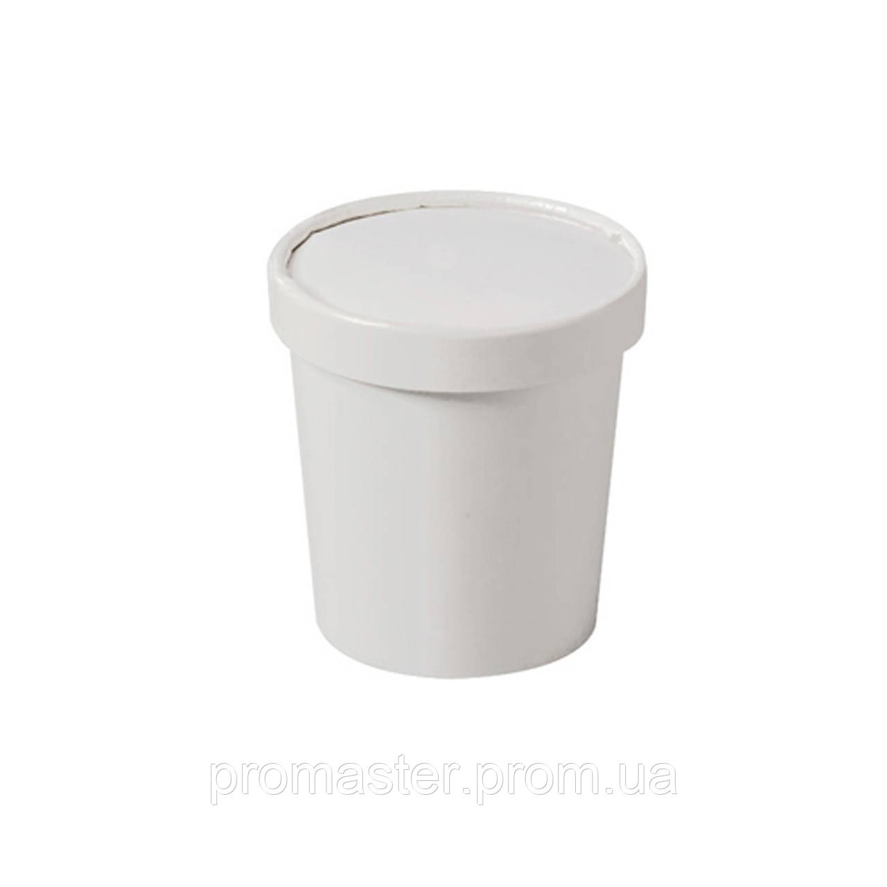 Супова місткість паперова біла з кришкою 480 мл 97*75*100 мм 25 шт./пач., фото 1