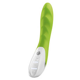 Вібратор для точки G Mystim Sassy Simon Green з двома моторами і стимулюючим рельєфом