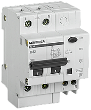 Диференційний автоматичний вимикач АД12 2Р 32А 30мА GENERICA