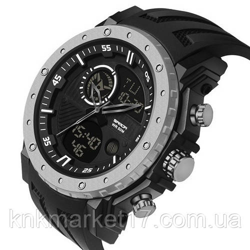 Мужские спортивные часы Sanda 6012 Black-Silver