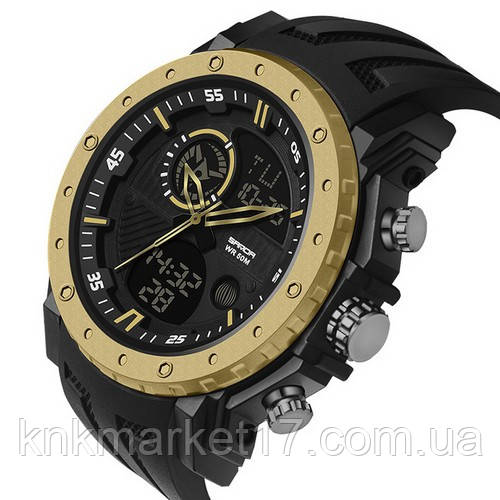 Мужские спортивные часы Sanda 6012 Black-Gold