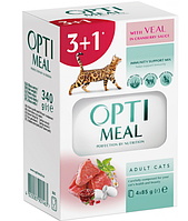 Optimeal паучі для кішок 85 г*4 шт. (телятина в журавлинному соусі)