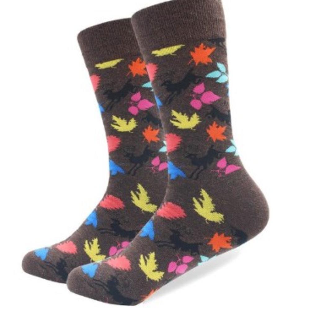 Шкарпетки Friendly Socks коричневі з осіннім принтом