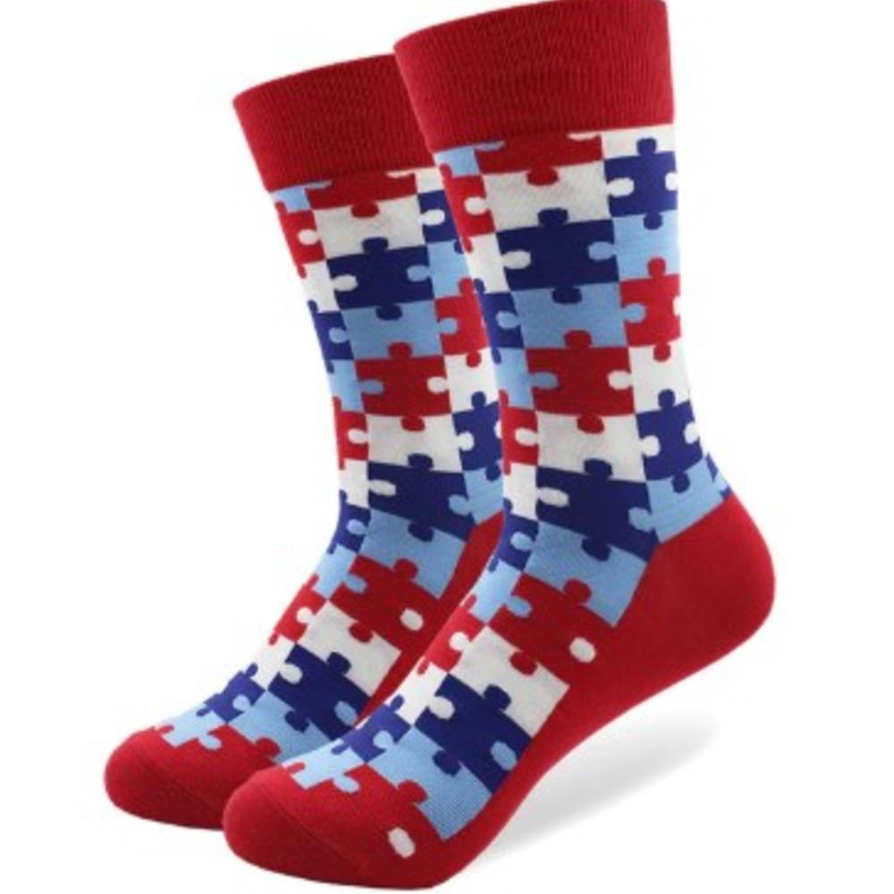 Високі шкарпетки "Пазл" бренду Friendly Socks червоного кольору