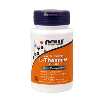 Амінокислота L-Теанін подвійна сила Нау Фудс / Now Foods L-Theanine Double Strenght 200 mg 60 капсул вег