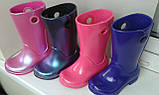 Чоботи гумові для дівчинки дощовики перламутрові / Crocs Girls Wellie Rain Boot (12902), Рожеві 27, фото 5
