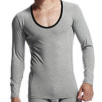 Мужская нательная термокофта Seobean термо под свитер или рубашку серого цвета хлопковая спортивная кофта