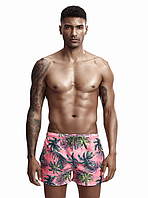 Чоловічі пляжні шорти Seobean рожевого кольору з пальмами