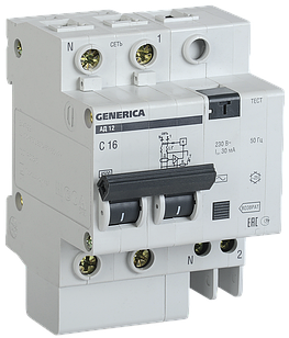 Диференціальний автоматичний вимикач АД12 2Р 50А 30 мА GENERICA