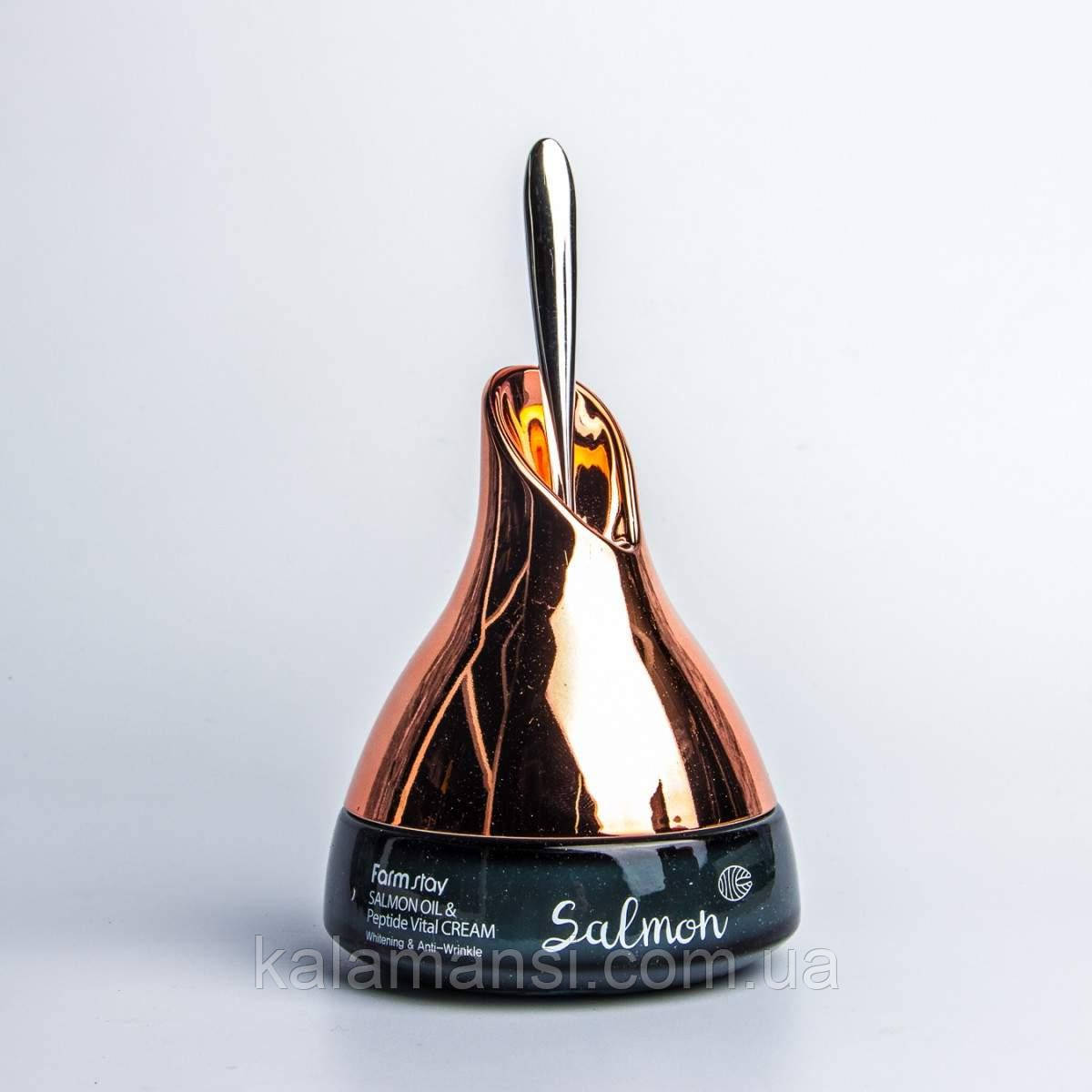 Антивіковий крем із пептидами та олією лосося Farm Stay Salmon Oil Peptide Vital Cream 50 мл