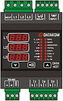 DATAKOM DKM-407 Аналізатор електричної мережі, DIN рейка, THD, RS-485, 1 дискретний вхід, 1 дискретний вихід