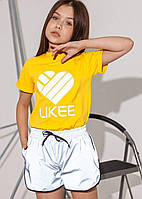 Модный детский костюм для девочки светящийсLikee 134| Красный.Топ! 134, Желтый