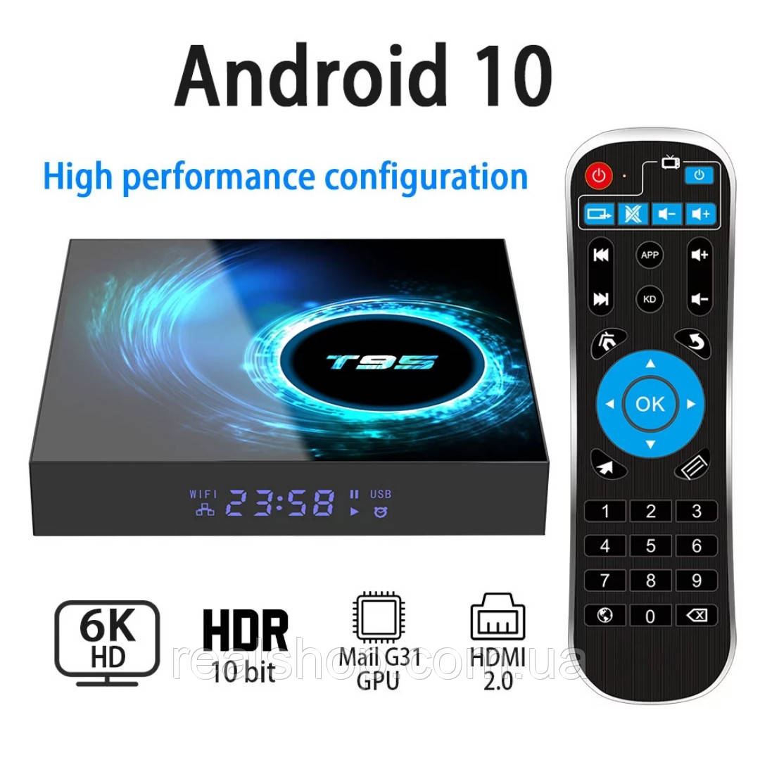 Смарт-приставка T95 4GB/32 GB Android 10.0 Smart TV Смарт ТВ Приставка 6K