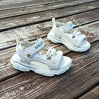 Белые детские босоножки шлепки сандалии на липучке босоніжки шльопанці сандалі на липучці