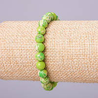 Браслет з натурального каменю Варисцит (прес) зелена кулька d-10мм L- 18см на резинці купити біжутерію оптом в інтернеті