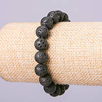 Браслет з натурального каменю Лава кулька d-8мм L- 18см на резинці купити біжутерію дешево оптом в інтернеті