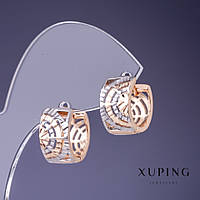 Сережки Xuping 13х8мм "позолота 18К, родій" купити біжутерію оптом в інтернеті