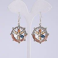 Сережки "Квітка бажань" капучино серія "Пурпур" L-5 см купити біжутерію дешево гуртом в інтернеті