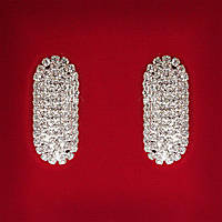 [ 45x25 мм ] Сережки жіночі білі стрази світлий метал весільні вечірні пусети кульчики ( пусети ) овальні