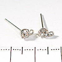 Фурнітура, заготівля під сережки гвоздики з стразою і петлею навісом темна 15мм фас.20шт купити біжутерію дешево оптом в інтернеті