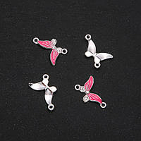 Фурнітура Коннектор Метелик малинова емаль 24х12мм фас. 4шт. купити біжутерію дешево оптом в інтернеті