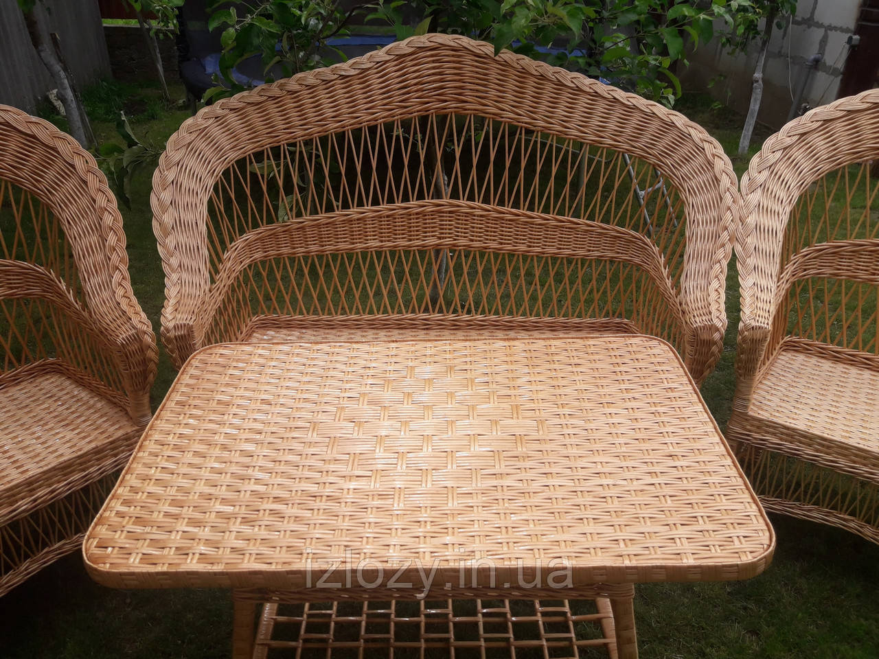 Плетеный набор из лозы"Капля"/ Комплект плетеной мебели из лозы / Кресла диван и стол плетеной мебели - фото 5 - id-p59971949