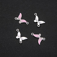 Фурнітура Коннектор Метелик рожева емаль 24х12мм фас. 4шт. купити біжутерію дешево оптом в інтернеті