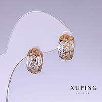 Сережки Xuping L-15мм s-6мм родій, позолота 18к купити біжутерію оптом в інтернеті