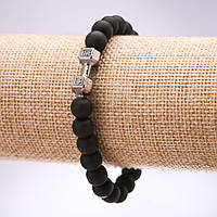 Браслет на гумці Шунгіт (ім.) Гантель d-10мм L-18см +- купити біжутерію дешево оптом в інтернеті