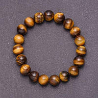Браслет із натурального каменю Тигрове око на резинці d-12мм обхват18см купити біжутерію оптом в інтернеті
