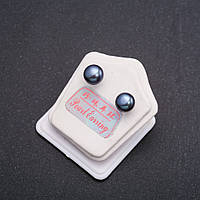 Сережки гвоздики річкові перли срібляста застібка d-8-9мм колір чорний принц купити біжутерію дешево оптом в інтернеті