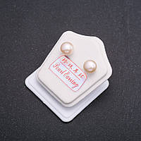 Сережки гвоздики річкові перли срібна застібка d-9-10мм колір персиковий купити біжутерію дешево оптом в інтернеті