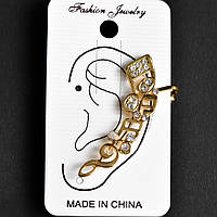 Каф на вушко L-40мм жовтий метал купити біжутерію оптом в інтернеті