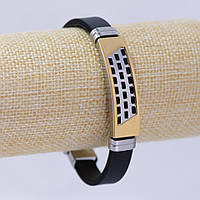 Браслет каучуковий сталева планка s-10мм L-21см купити біжутерію оптом в інтернеті