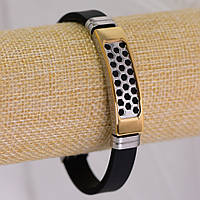 Браслет каучуковий сталева планка s-10мм L-21см купити біжутерію оптом в інтернеті