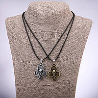 Парні кулони дружби Трефи з черепами L-42-48см d-25х35мм купити біжутерію дешево оптом в інтернеті