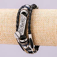 Браслет "Diesel" L-21см s-15мм еко шкіра чорна купити біжутерію дешево оптом в інтернеті