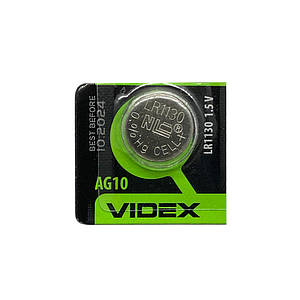 Годинникова батарейка LR 1130 / 189 / AG10 Videx Alkaline (1.5v) 1шт