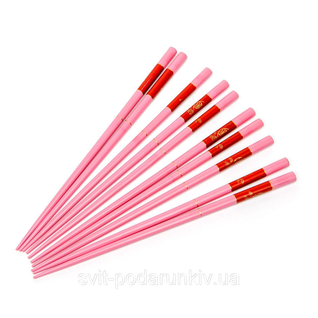 Набір паличок для суші рожевий із золотими рибками на 5 пар 11, фото 1
